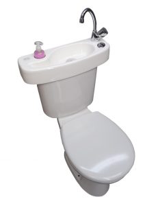 Combi lavabo WC au sol COMPAC fixation en travers cloison