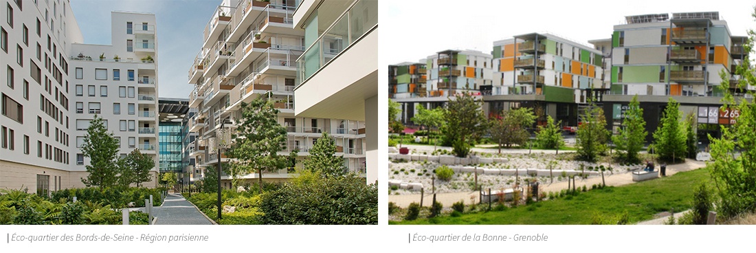 Ecoquartiers des bords de seine en région parisienne et de la Bonne à Grenoble