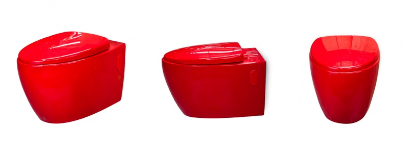Cuvette WC colorée pour WC suspendu Rouge cherry de chez Loobow