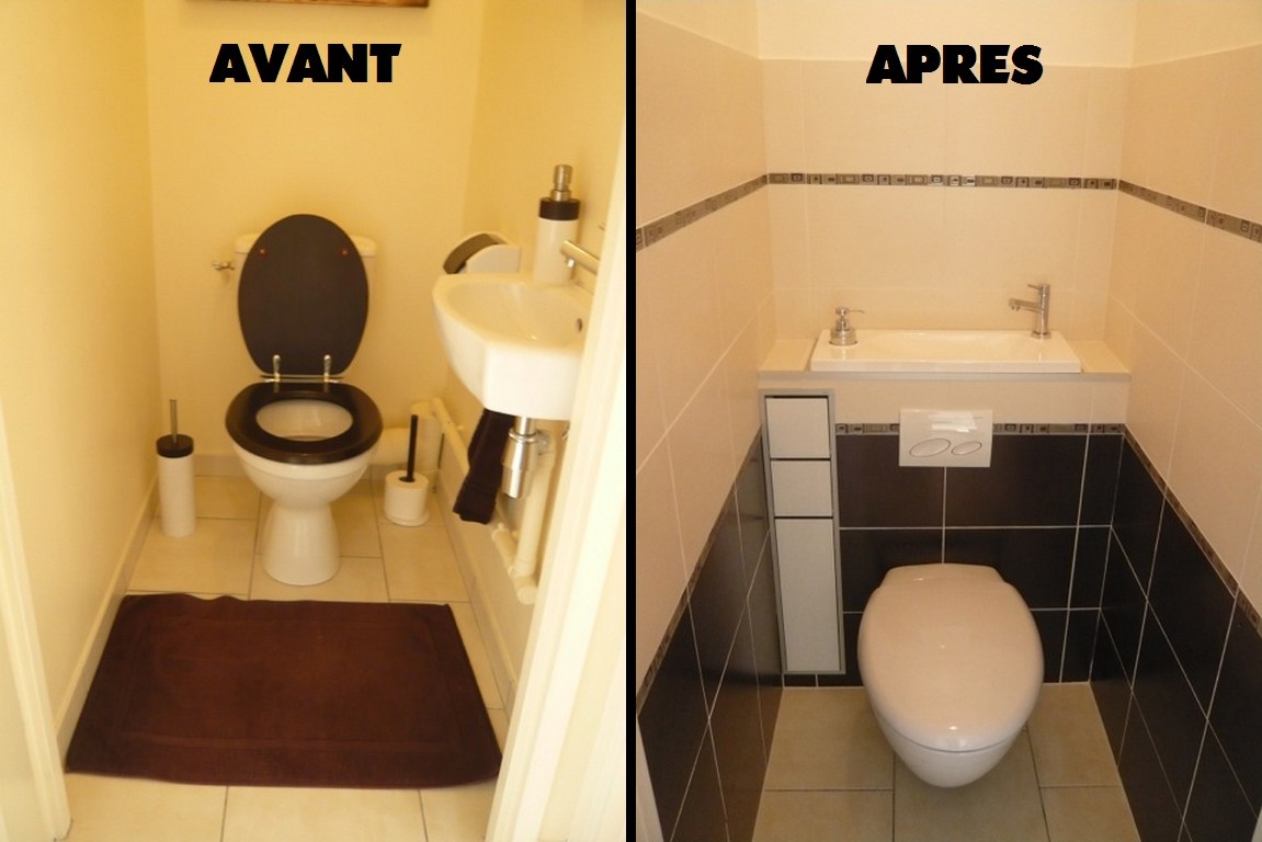 avant apres toilette avec vasque compacte