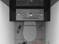 Rendu de l'accès au WC suspendu avec lave-mains WiCi Bati