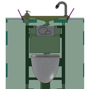 Fixation de l'habillage pour WC suspendu Geberit avec lave-mains intégré WiCi Bati