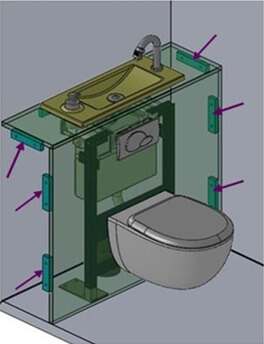 Fixation de l'habillage pour WC suspendu Geberit avec lave-mains intégré WiCi Bati