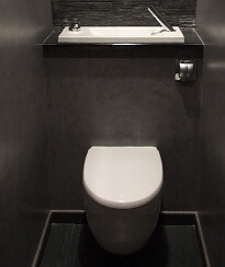 WC suspendu Geberit avec lave-mains WiCi Bati Design 1 robinet automatique et cuvette Allia Lovely