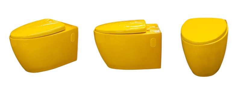 Cuvette WC colorée pour WC suspendu jaune piou de chez Loobow