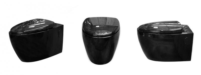 Cuvette WC colorée pour WC suspendu noir black pearl  de chez Loobow