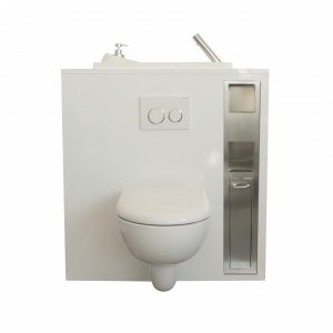 Combiné réserve de papier WC et support à balai encastré