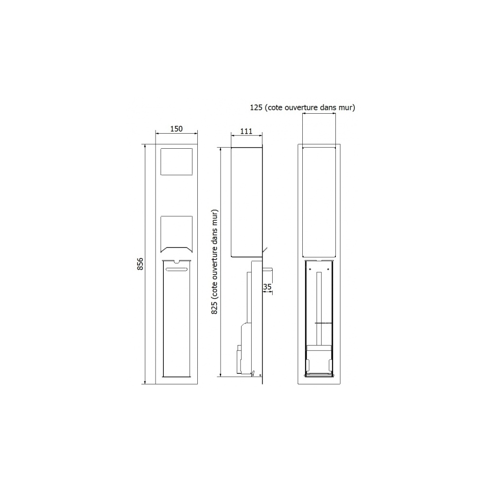 Combiné réserve de papier WC et support balai encastré