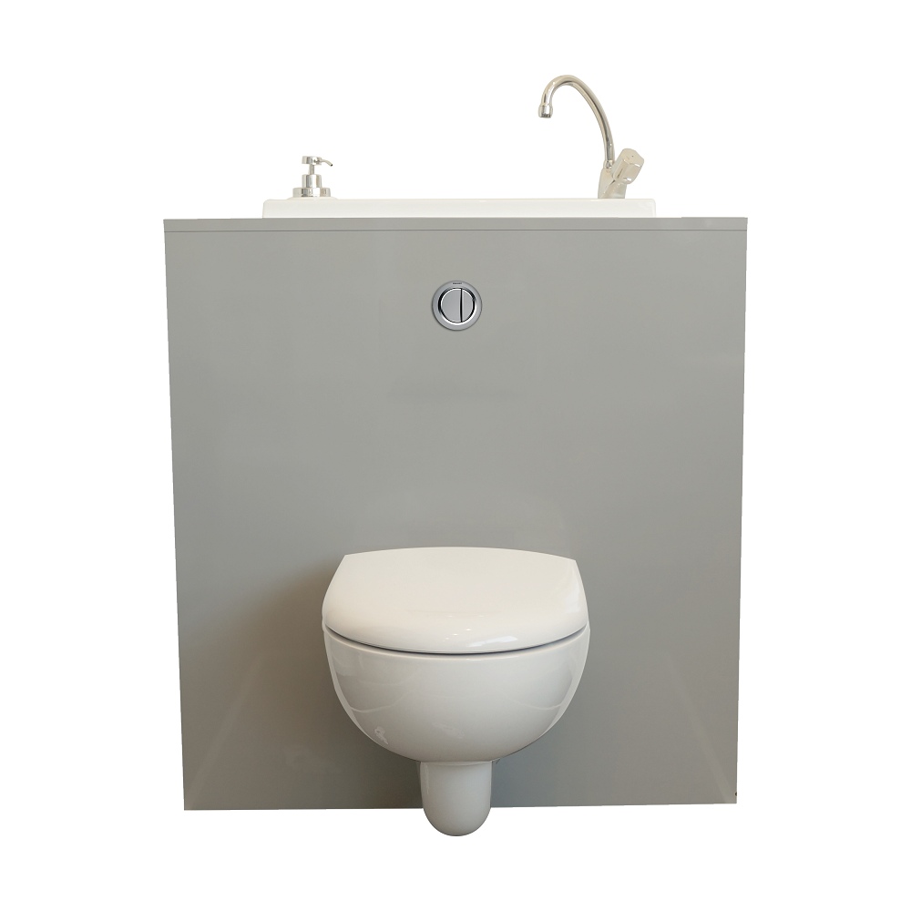 WiCi Concept - Lave-mains intégré sur WC suspendu Geberit WiCi Bati de  Monsieur T (78) Vasque design 1, bâti-support pneumatique Geberit avec  plaque de commande carré chromée, robinet automatique design bec, douchette