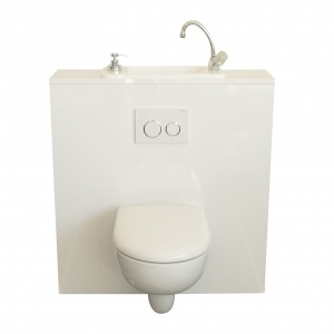 WC suspendu Geberit avec lave-mains de grande taille - configuration standard