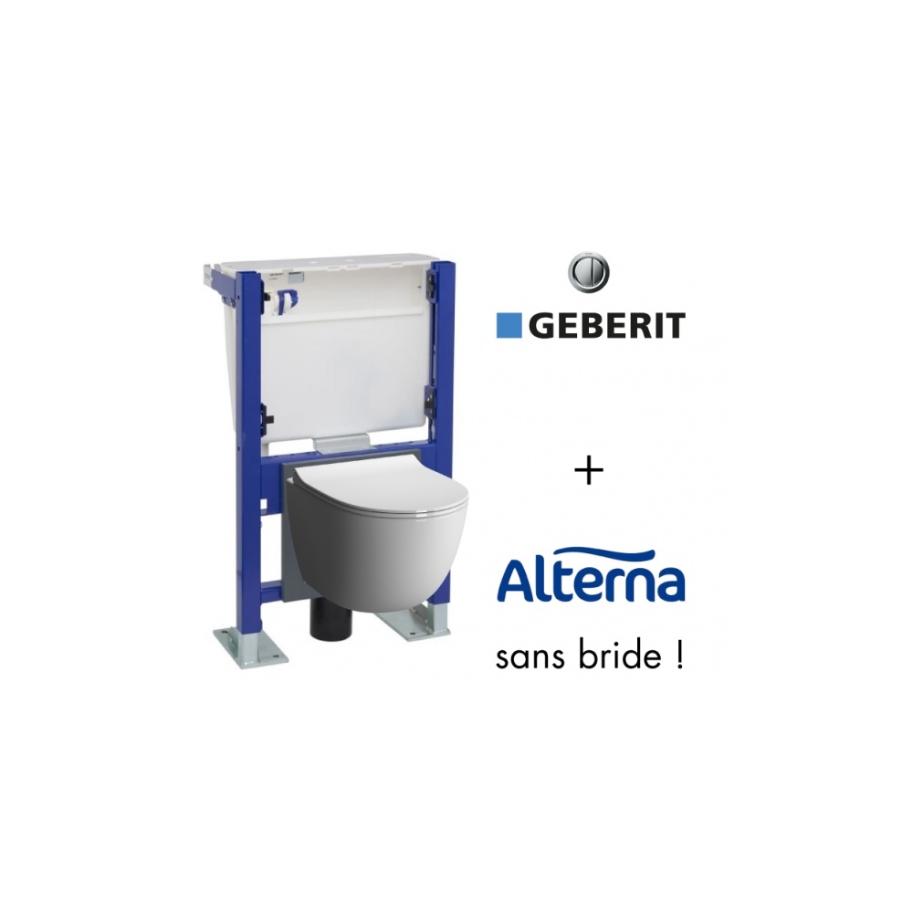 WC suspendu bâti-support Geberit + cuvette Alterna Daily O sans bride