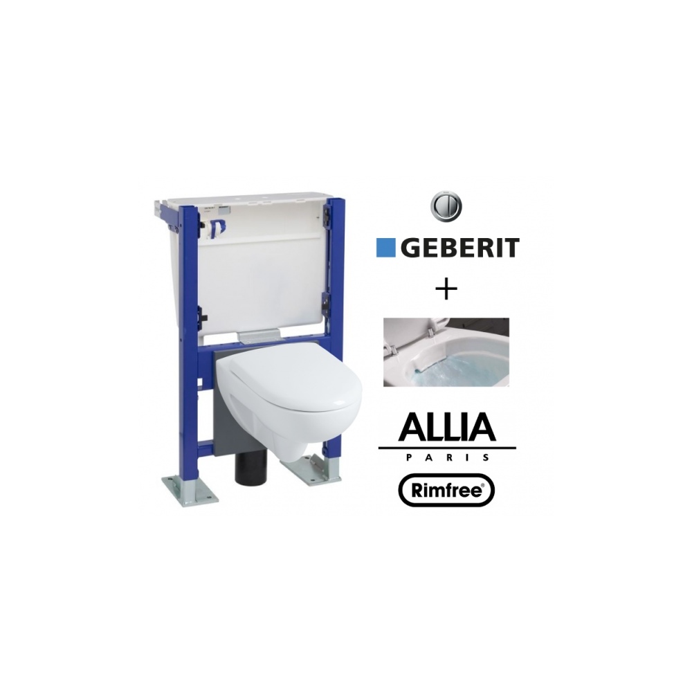Pack bati support Geberit Duofix et cuvette Allia Prima Rimfree