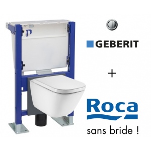 WC suspendu bati Geberit et cuvette Roca The Gap Rimless sans bride