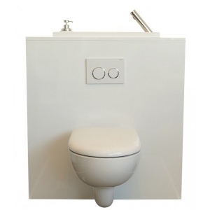 Geberit wall-hung toilet with large hand washbasin - standard configuration