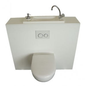 WiCi Boxi, hand-wash basin incorporated in wall-hung toilet