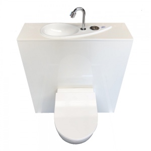 WiCi Free Flush, hand-wash sink incorporated in Geberit wall-hung toilet