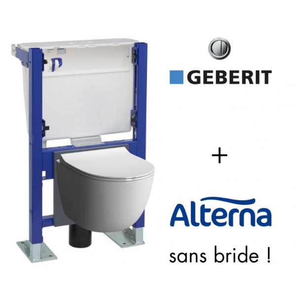 WC suspendu bâti-support Geberit + cuvette Alterna Daily O sans bride