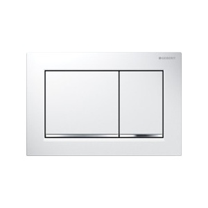 White / Bright chrome Geberit OMEGA 30 flush control plate