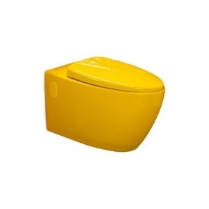 Cuvette WC suspendu design de couleur jaune avec abattant jaune