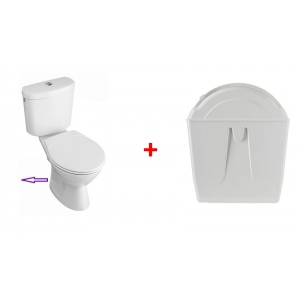 Rotary toilet flush with toilet pack with horizontal outlet