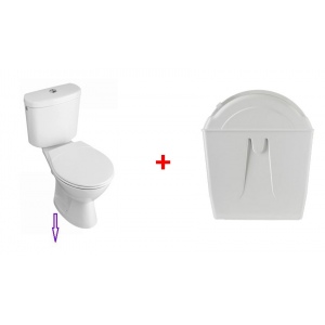 Rotary toilet flush with toilet pack with vertical outlet