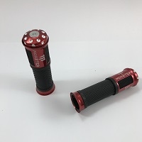 Rubber + red anodized aluminum and engraving